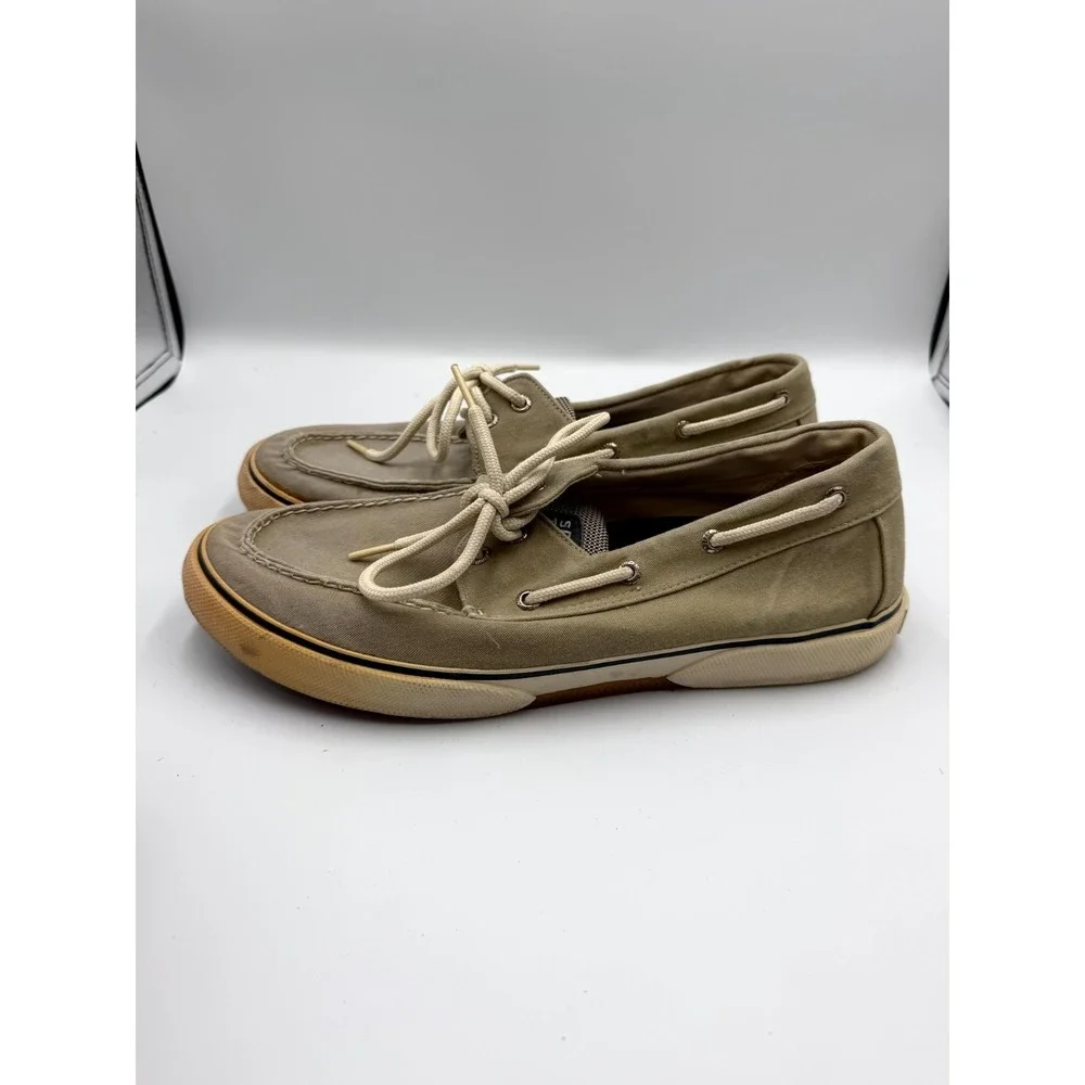 Sperry Top-Sider 0777916 Mens 11.5 M Khaki Canvas Moc Toe Slip On Boat Shoes